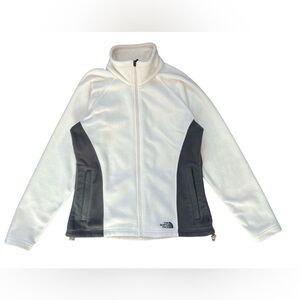The North Face Fleecy‎ Jacket Women's Medium  Ivory Gray Zip Up Vintage